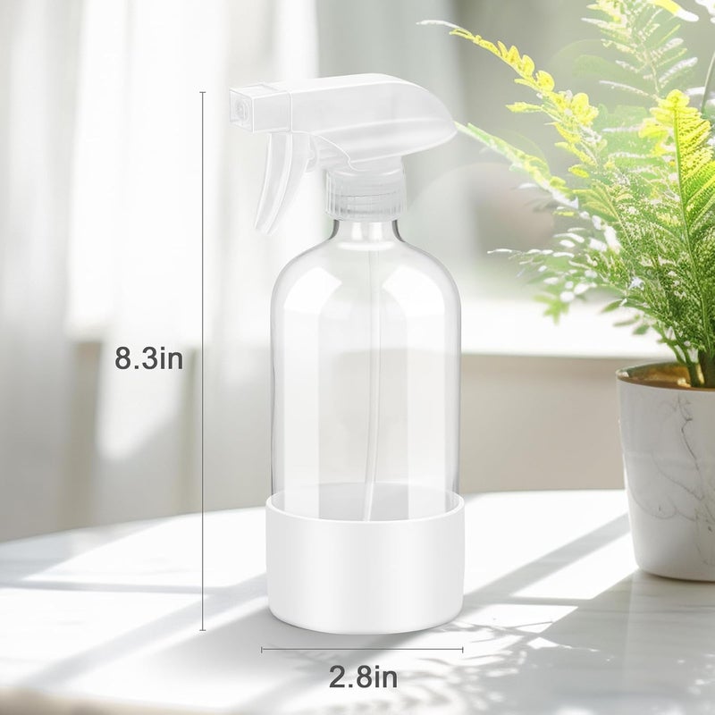 Worldgsb 2 Pack Glass Spray Bottles with Silicone Sleeve, 16 oz Empty Refillable Containers with Adjustable Spray Nozzles, Spray Bottles for Hair, Cleaning Solutions and Plants White - Image 4